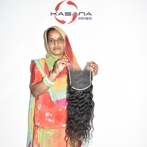 Extensions de cheveux humains indiens bruts 6*6 HD, non traités, cuticules alignées, lisses, double trame, ondulation profonde, vente en gros - Product Image 1