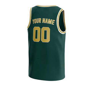 Maillot de basket vert personnalisé avec nom et numéro d'équipe, imprimé par transfert thermique, unisexe, sans manches, en mesh, col en V, coupe ajustée, été, adulte - Product Image 3