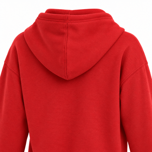 <b>Women's</b> Cropped <b>Hoodie</b> Solid <b>Red</b> Drop Shoulder Sweatshirt With Kangaroo Pocket - Product Image 4