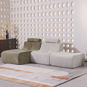 Modern Reclining Square Lounge <b>Sofa</b> | Fabric Sponge Upholstered Three Seat Modular Sectional <b>Sofa</b> Stainless Steel <b>Legs</b> Basement - Product Image 1