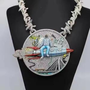 Collier pendentif hip-hop de luxe en argent 925 le plus vendu pour hommes avec diamants Moissanite entièrement sertis – Prix compétitif - Product Image 3