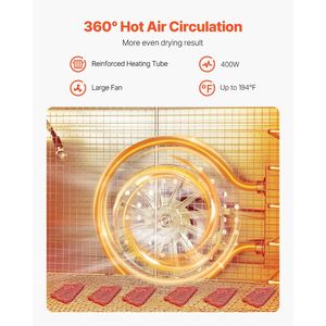 Essiccatore Alimentare Elettrico a 6 Vassoi in Acciaio Inossidabile 400W con Temperatura Regolabile, Timer 24 Ore, Compatibile con Congelatore - Product Image 2