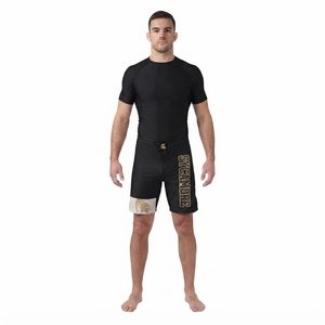 Customized Black&Gold Team Spandex MMA <b>Grappling</b> <b>Shorts</b> for Men-Sublimated Activewear - Product Image 1