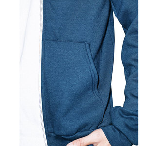 เสื้อฮู้ดซิปผู้ชายสีน้ำเงินกรมท่า ทรงปกติ สวมใส่สบาย สีพื้น ผ้าฝ้ายเฟรนช์เทอร์รี่ เหมาะสำหรับใส่ในฤดูใบไม้ร่วง - Product Image 6