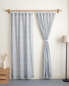 Última llegada: Juego de cortinas de algodón con estampado de bloques a rayas para decoración del hogar y sala de estar, cortinas suaves y ligeras. - Product Image 1