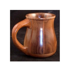 Handmade Natural Solid Wood Mug Eco Friendly Wooden Coffee Cup Rustic Finish Drinking Mug for Tea Coffee Beer Home Use - Product Image 1