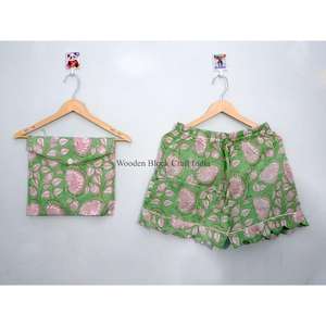 Conjunto de pijama de algodón indio con estampado floral para mujer y hombre, conjunto de pijama corto para verano, pijama de moda para mujer, personalizado. - Product Image 2