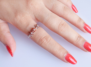 Pure 925 Sterling <b>Silver</b> Natural Amethyst Sapphire Onyx <b>Garnet</b> Chrome Diopside Carnelian Gemstone Flower Band <b>Rings</b> Fine Jewelry - Product Image 2