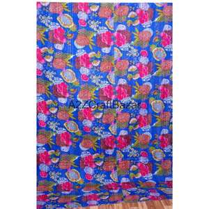 Couette Kantha en coton biologique 100% brodée, réversible, double taille, écologique, faite à la main en Inde, pour hôtel, utilisable toute l'année - Product Image 6