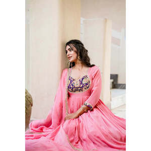 Robes de soirée Sai Creation Designer, tenue de soirée avec bas et dupatta en rose, taille M, look élégant - Product Image 2