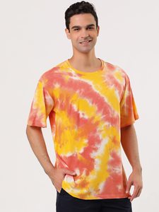 Camiseta de punto tie-dye para hombre, corte ajustado, moderna, lisa, cuello redondo, manga corta, transpirable, cómoda, de tela orgánica. - Product Image 4