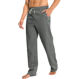Pantalon de jogging décontracté pour homme en coton gris avec taille élastique, cordon de serrage et poches latérales – Idéal pour l'automne - Product Image 1