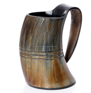 Taza de cuerno de búfalo Rústico Personalizar Grabado logo Taza de cuerno Hecho a mano Taza de cerveza Fiesta y restaurante Usado - Product Image 1