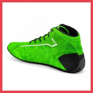 Bottes de moto AULTRA ONE ENTERPRISES Green Kart Racing, tige en cuir véritable, semelle extérieure en caoutchouc, fermeture auto-agrippante, respirantes - Product Image 2