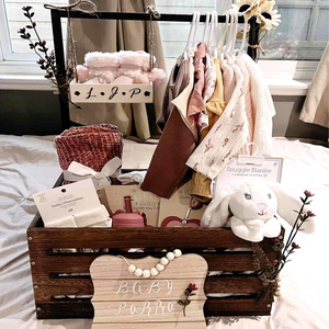 Eco-Friendly Modern Wooden Baby <b>Basket</b> with Handle Engraved Storage Crate <b>Hamper</b> Baby Shower <b>Gift</b> for Boys Girls Newborn - Product Image 3