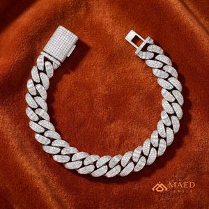 925 Sterling <b>Silver</b> Rose Gold Plated Gold Moissanite Hip Hop Floral Link Bracelet Women <b>Men</b> Elegant Gift Fine Jewelry New York - Product Image 3