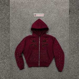 Sudadera con capucha oversize color borgoña granate, bordada, 100% algodón, estilo urbano, prenda informal para el día a día y fin de semana. - Product Image 5