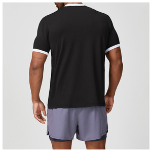 Mens Athletic Performance <b>Ringer</b> <b>T</b> <b>Shirt</b> Moisture Wicking Gym Training Tee Lightweight Sports Fitness Top Black - Product Image 2