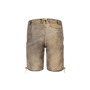 Nouvelles Lederhosen traditionnelles allemandes pour hommes, style bavarois, en cuir de vachette suédé, sur mesure, motif uni, Trachten - Product Image 6
