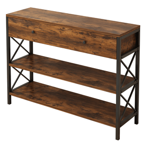 3-Tier Console Table for Entryway & Living Room Industrial Style with 1 Drawer and 2 <b>Open</b> <b>Storage</b> Narrow Design - Product Image 6