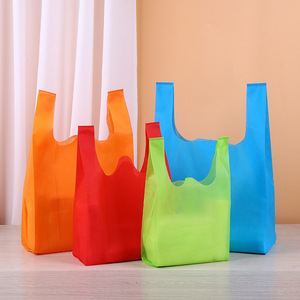 Bolsas de Compras Blancas Lisas con Corte en W, No Tejidas, Duraderas, Ecológicas y Reutilizables para Compras, Venta al por Menor y Uso Diario - Product Image 1