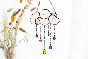 Cloud Shape <b>Rainbow</b> Drop Sun Catcher Hanging Decor For Window Bedroom Nursery Colorful Artistic Home Accent Piece From India - Product Image 1