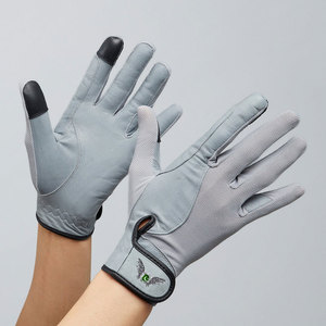 Gants d'équitation respirants en tissu extensible à doigts entiers avec paume en cuir synthétique souple – Fabricant OEM/ODM - Product Image 1