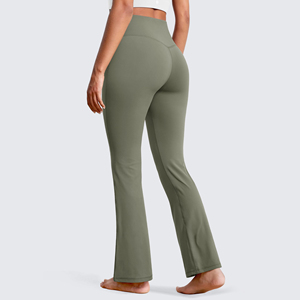Wholesale Custom Women Mid Waist <b>Flare</b> Yoga <b>Leggings</b> Lightweight Anti-Bacterial Breathable Sports Running Training Gym Pants - Product Image 2