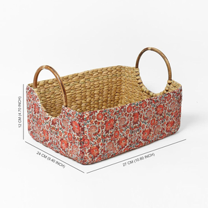 Cane Handle Storage <b>Basket</b> Red Medium 27x24x12 cm Multipurpose Organizer for Wardrobe Home Storage Decorative <b>Basket</b> - Product Image 5