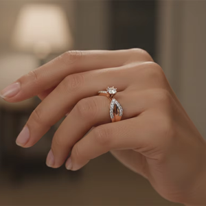 แหวนหมั้นเพชรโรสโกลด์หรูหรา ดีไซน์ไขว้แบบอินฟินิตี้ สำหรับผู้หญิง เหมาะสำหรับเป็นของขวัญวันครบรอบ - Product Image 4