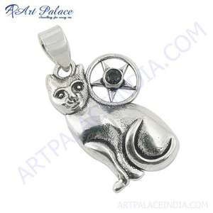 Colgante de plata con piedras preciosas de amatista estilo gato colgantes y dijes de moda - Product Image 1