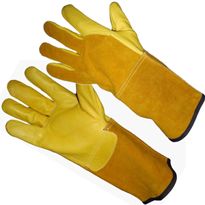 Gants de soudage en cuir blanc, longueur poignet, élastiques, style uni, usage quotidien, quatre saisons, blanc - Product Image 6