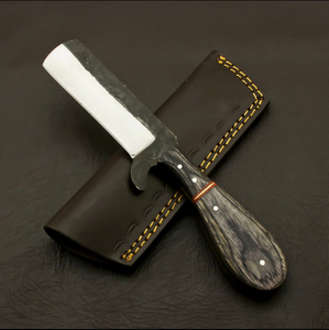 Couteau de boucher à lame tranchante, manche ergonomique en bois, en acier au carbone premium, forgé à la main, robuste et à lame fixe - Product Image 1