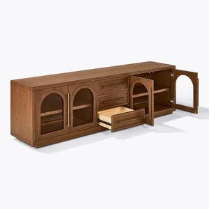 Midcentury <b>Wood</b> <b>Storage</b> <b>Cabinet</b> with Flat Panel Doors Stylish Living Room Sideboard for Home Bedroom and Entryway - Product Image 2
