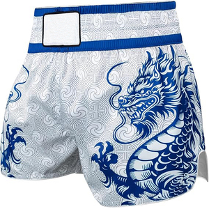 Pantalones Cortos de Boxeo Negros Unisex, Corte Holgado, Elásticos, 100% Algodón, Ligeros, de Secado Rápido, para Artes Marciales Mixtas, Talla Adulto, Delantero y Trasero - Product Image 5