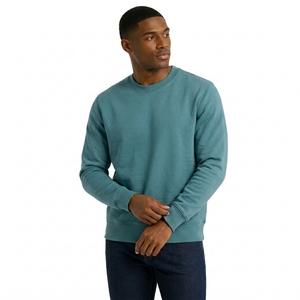 Sudadera de Cuello Redondo Color Verde Azulado para Hombre, Corte Regular, Tejido de Algodón, Estilo Casual, Color Sólido, para Otoño - Product Image 5