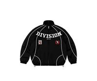 Ensemble de survêtement Division Crew noir à manches longues avec fermeture éclair sur le devant, streetwear pour hommes et enfants, respirant, 100% coton, écologique, uni