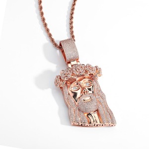 Mens Hip Hop Jewelry Moissanite Jesus <b>Head</b> Iced Crown Rose Design Luxury Religious Street Fashion <b>Style</b> Rhodium Plated 925 - Product Image 2