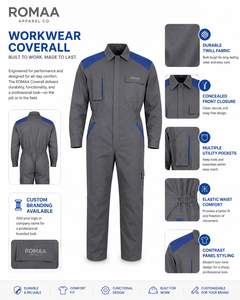 Spandex Hi Visibility Industrial <b>Work</b> Coverall Heavy Duty Mechanic Utility Pockets Concealed Front Zip <b>Waterproof</b> Anti-Bacterial - Product Image 2