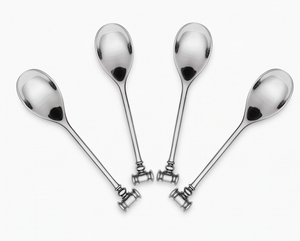 Ensemble de cuillères à thé modernes en acier inoxydable avec poignée à bouton poli miroir, couverts pour la salle à manger et le service - Product Image 1