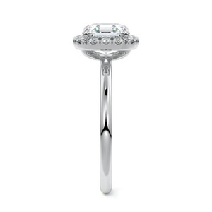 Bague de fiançailles, de mariage et d'anniversaire en or 10K, 14K, 18K ou en argent 925, 935, avec halo de diamants de laboratoire taille Asscher certifiés IGI, luxe - Product Image 4