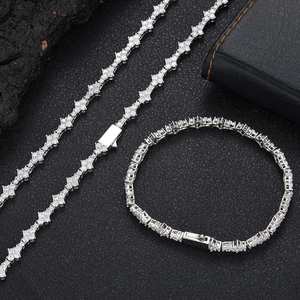 Bracelet tennis diamant, mélange de tailles rondes brillantes, sertissage griffe, plaqué or 10K/18K, IGI, style Hip Hop, motif fleur, unisexe, pour mariage et anniversaire - Product Image 2