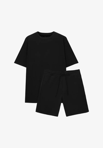Men's Cotton T-Shirt And Shorts Set Crew Neck Solid Color Casual Summer Wear Breathable High Quality Knitted Fabric - Product Image 6