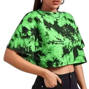 Breathable <b>Women's</b> <b>Tie</b> <b>Dye</b> Crop T <b>Shirt</b> Custom Printed Short Sleeve Cropped Top Casual Summer T <b>Shirt</b> - Product Image 1