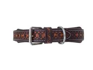 Handmade Western Leather <b>Dog</b> <b>Collar</b> Geometric Pattern Adjustable Buckle Closure Classic Style All Seasons Use - Product Image 5