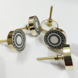 Nouveaux boutons de tiroir en marbre naturel rond en émail à motif de corde avec cadre en laiton pour cuisine et armoire pour armoires et commodes - Product Image 6