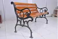 Banc de jardin en fonte à piètement décoratif, panneau latéral, pour villa de luxe, mobilier de balcon et de terrasse, accoudoirs concentriques, design moderne