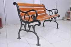 Banc de jardin en fonte à piètement décoratif, panneau latéral, pour villa de luxe, mobilier de balcon et de terrasse, accoudoirs concentriques, design moderne - Product Image 5