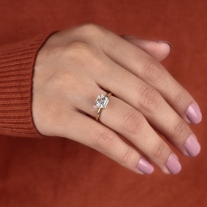 แหวนหมั้นเพชรทรง Asscher ตัวเรือนทอง 14K แหวนเพชรเม็ดเดี่ยวเรียบหรู แหวนเจ้าสาวสไตล์มินิมอล แหวนขอแต่งงานวินเทจ ของขวัญสำหรับเธอ - Product Image 6