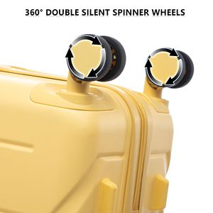 Lightweight 3-In-1 ABS PC Trolley <b>Box</b> <b>Set</b> 20 24 28 Inch Modern Aluminum Nylon Luggage Wine Yellow - Product Image 4